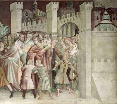 Die Menge am Eingang zu Jerusalem, aus einer Serie von Szenen des Neuen Testaments von Barna da Siena